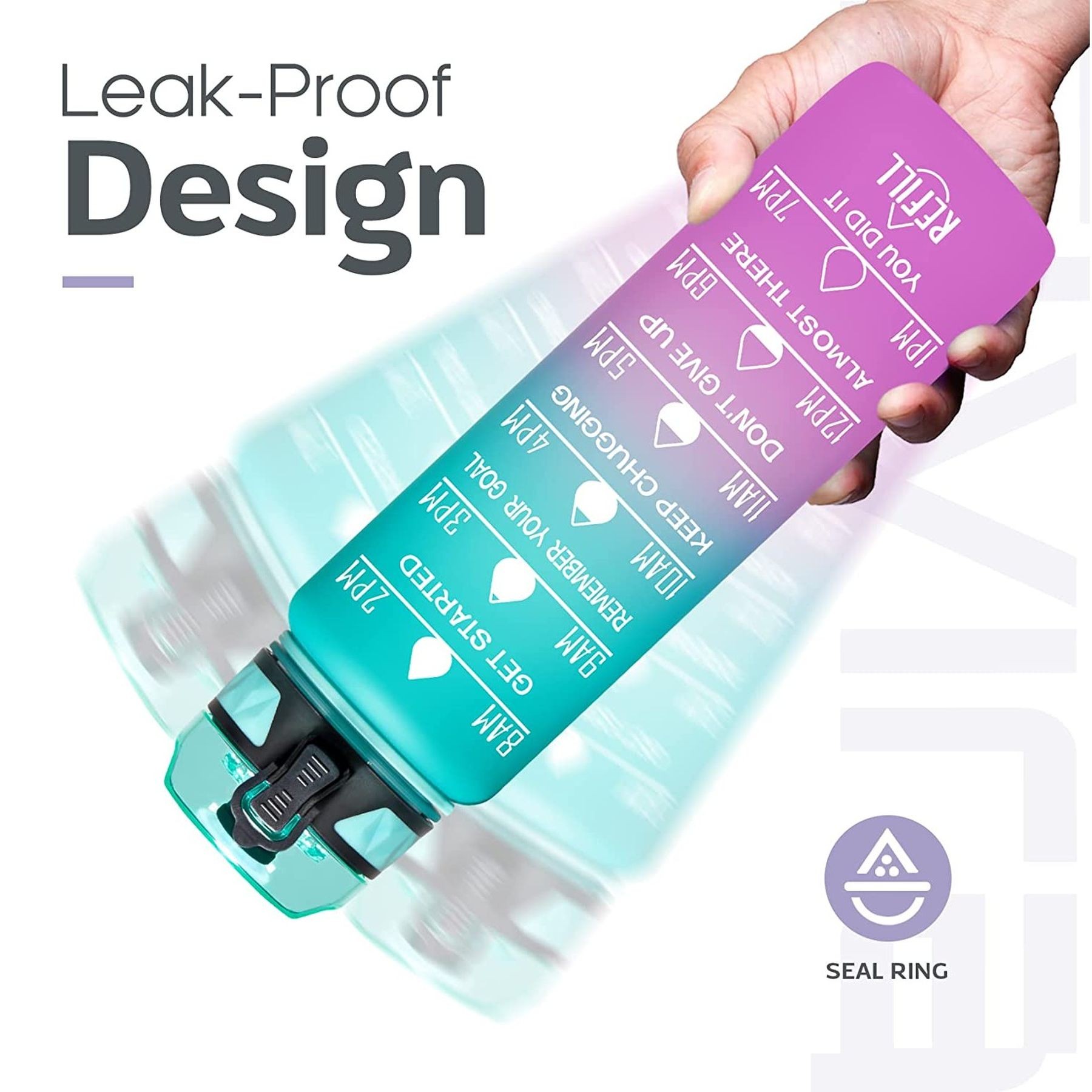 32Oz Motivational Fitness Leak-Proof Sports Water Bottle 9