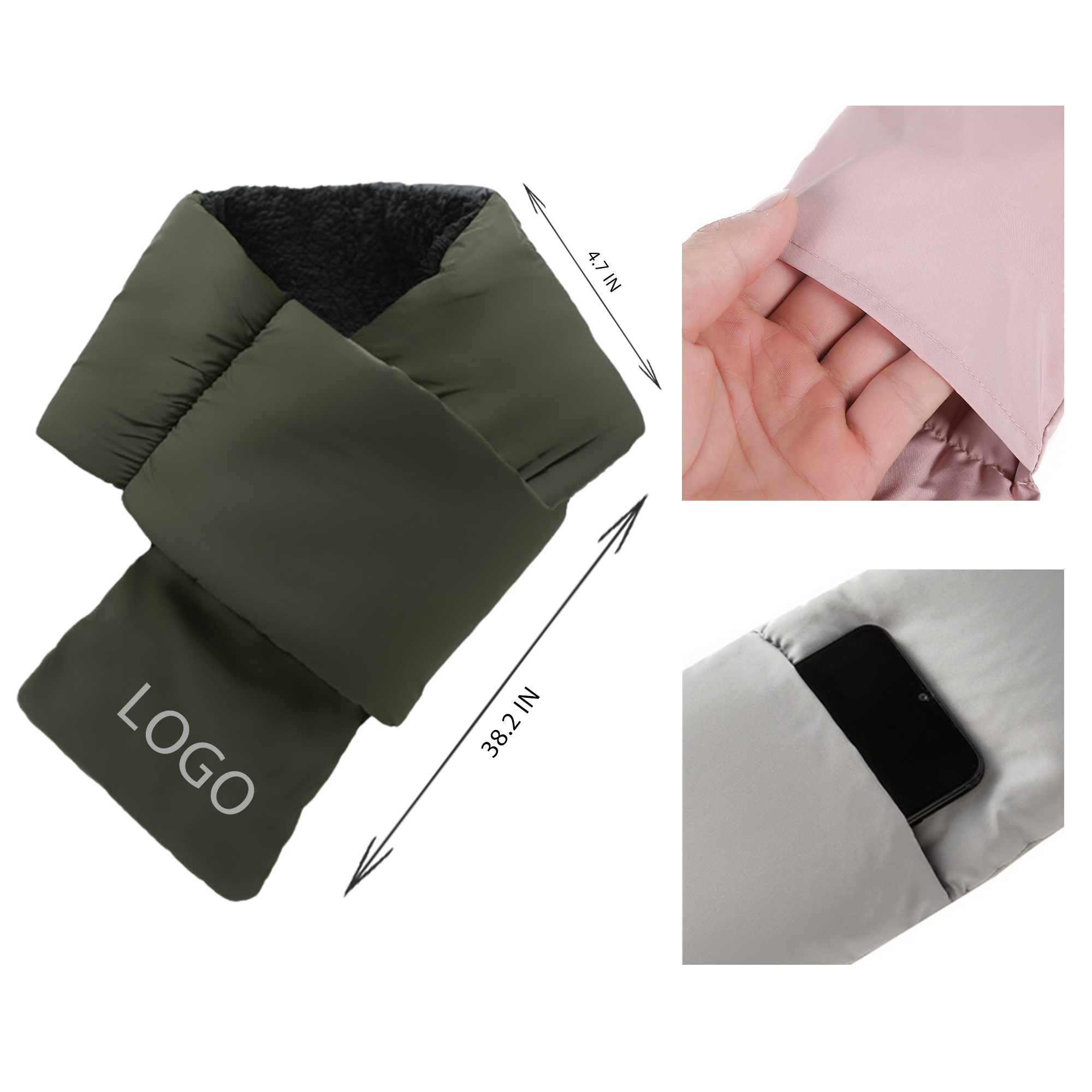 MOQ 10 PCS Versatile Winter Fleece Thermal Scarf 2