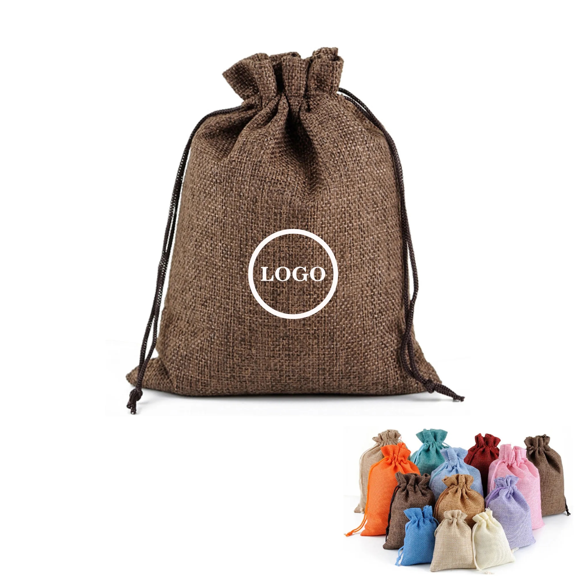 Medium Natural Burlap Pouches Jute Drawstring Bags 5" X 7" 12