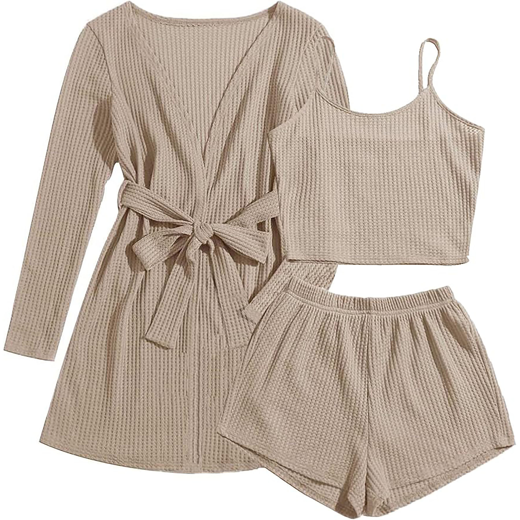  Womens 3 Piece Waffle Knit Pajama 14
