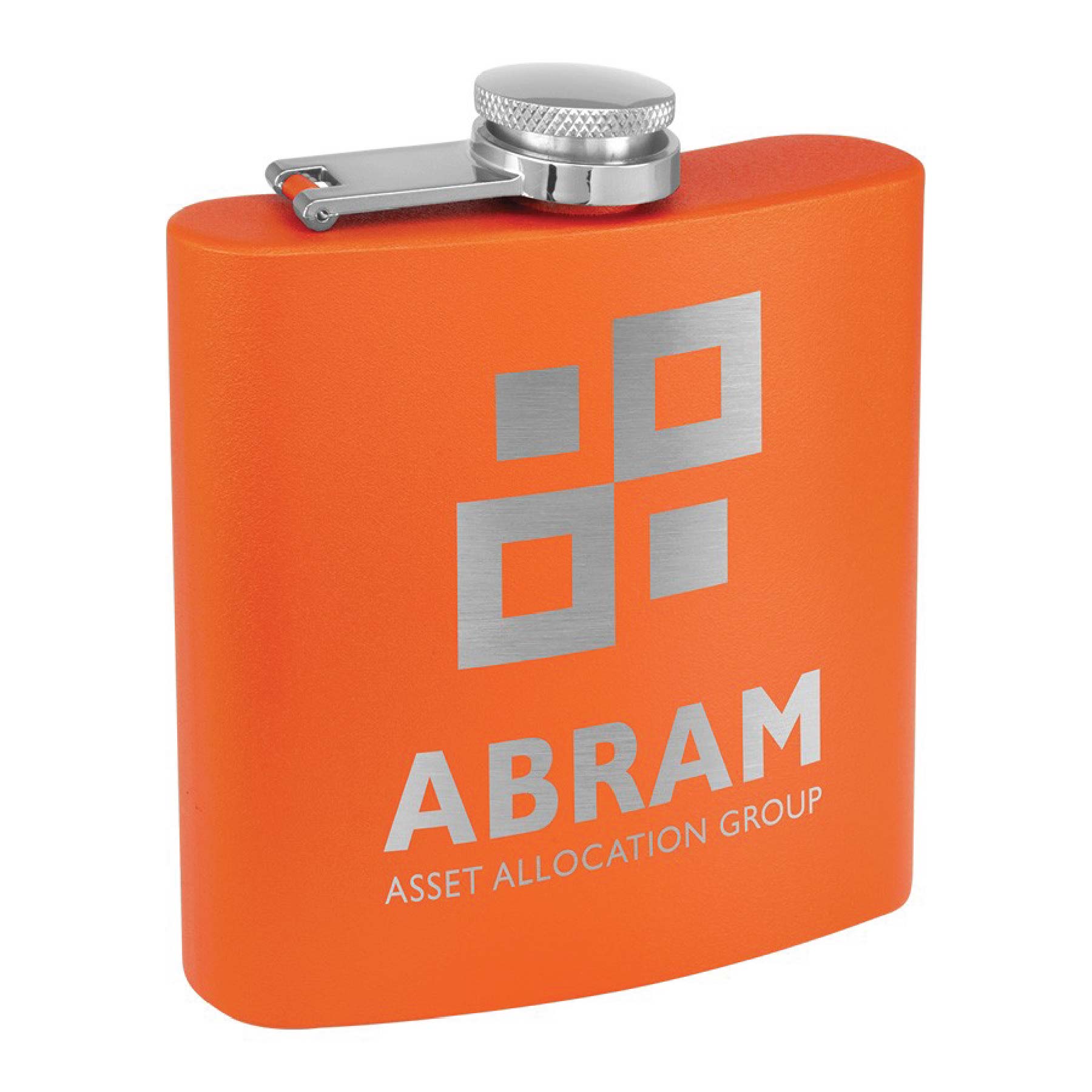 6 Oz. Matte Orange Powder Coated Stainless Steel Flask 2
