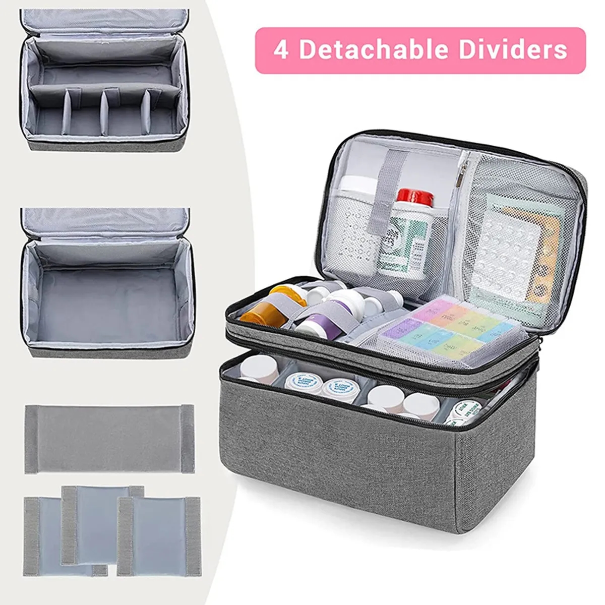 Empty Medicine Travel Storage Pill Bottle Organizer Bag 8