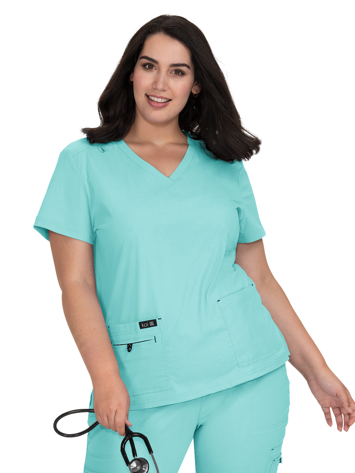 koi - Basics - Women's Four-Pocket Stretch V-Neck Becca Top 23
