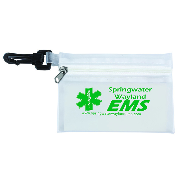 "MEDI" 19 Piece First Aid Kit in Translucent Zipper Kit with Plastic Carabiner Attachment 26
