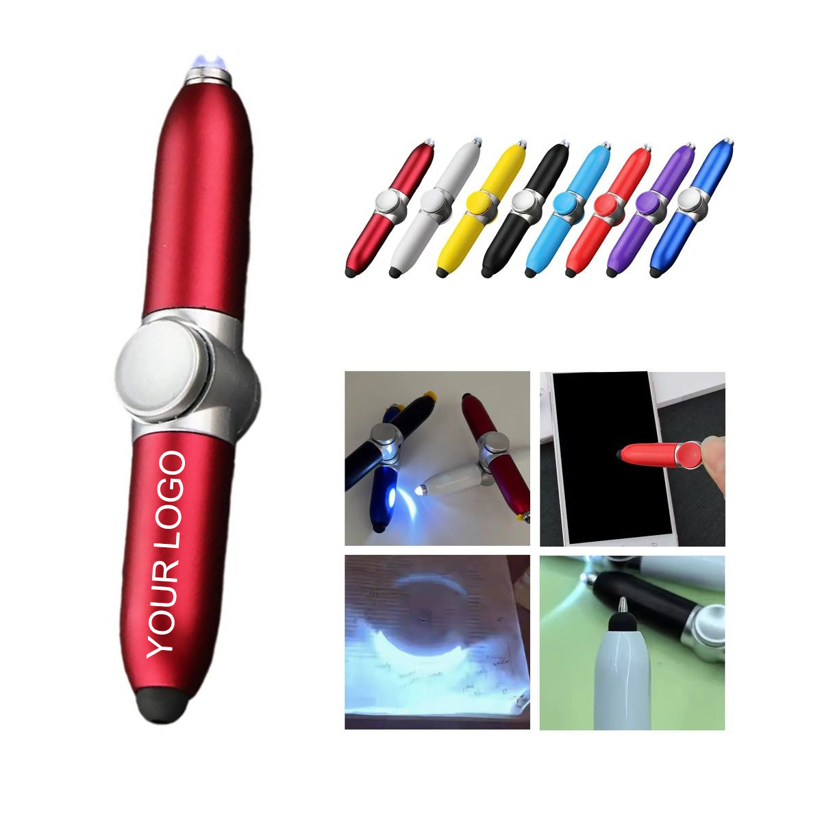 LED Fidget Pen 0.4" x 5.12" with Touch Screen Stylus, Ideal for Focus 6