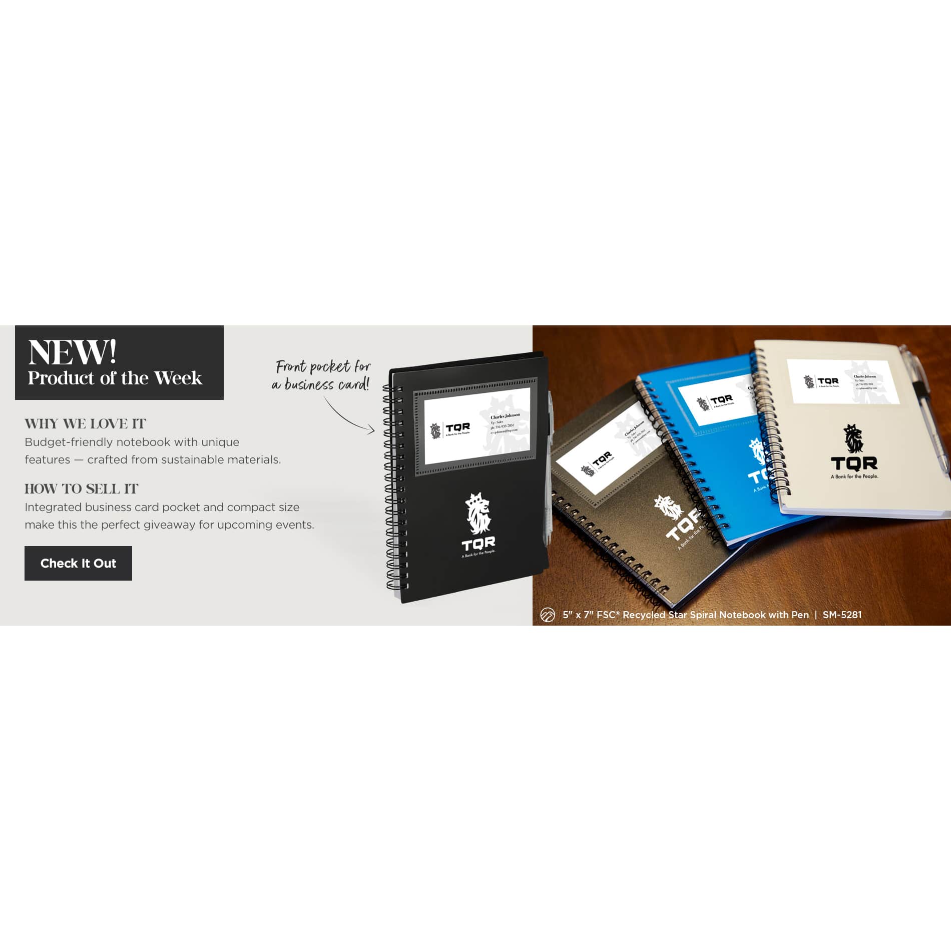 FSC® Recycled 5" x 7" Star Spiral Notebook with Pe 160