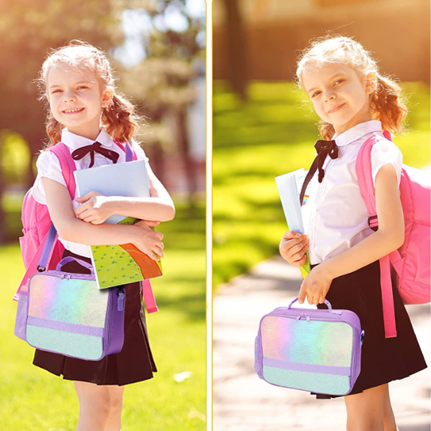 Kids 5L Insulated Polyester Lunch Bag w/ Bottle Holder 4