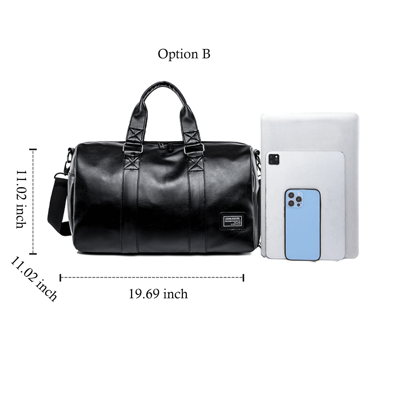 black spacious water-proof traveler PU leather Duffel Bag 6