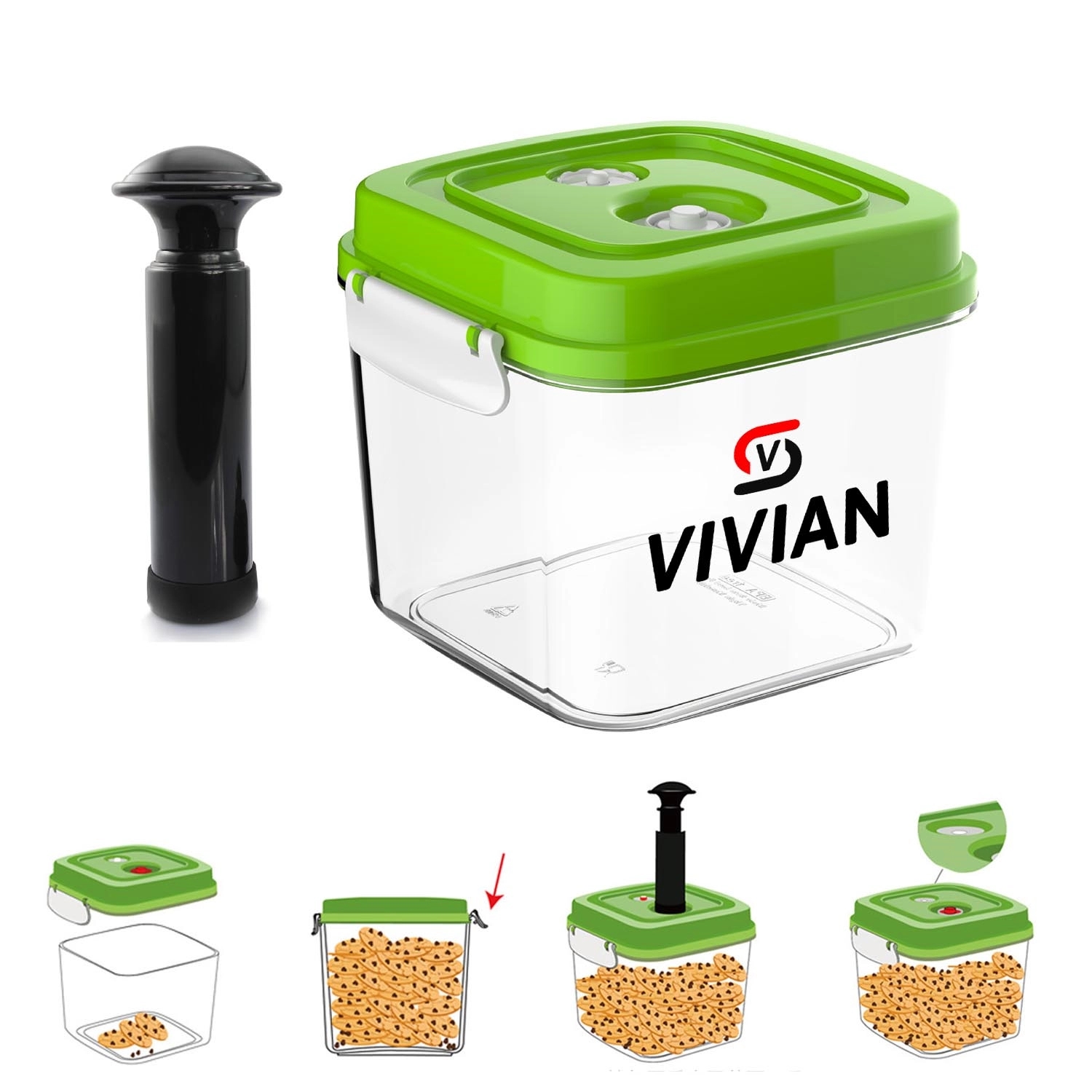 100oz Clear Vacuum Food Storage Container w/ Pump Seal 5