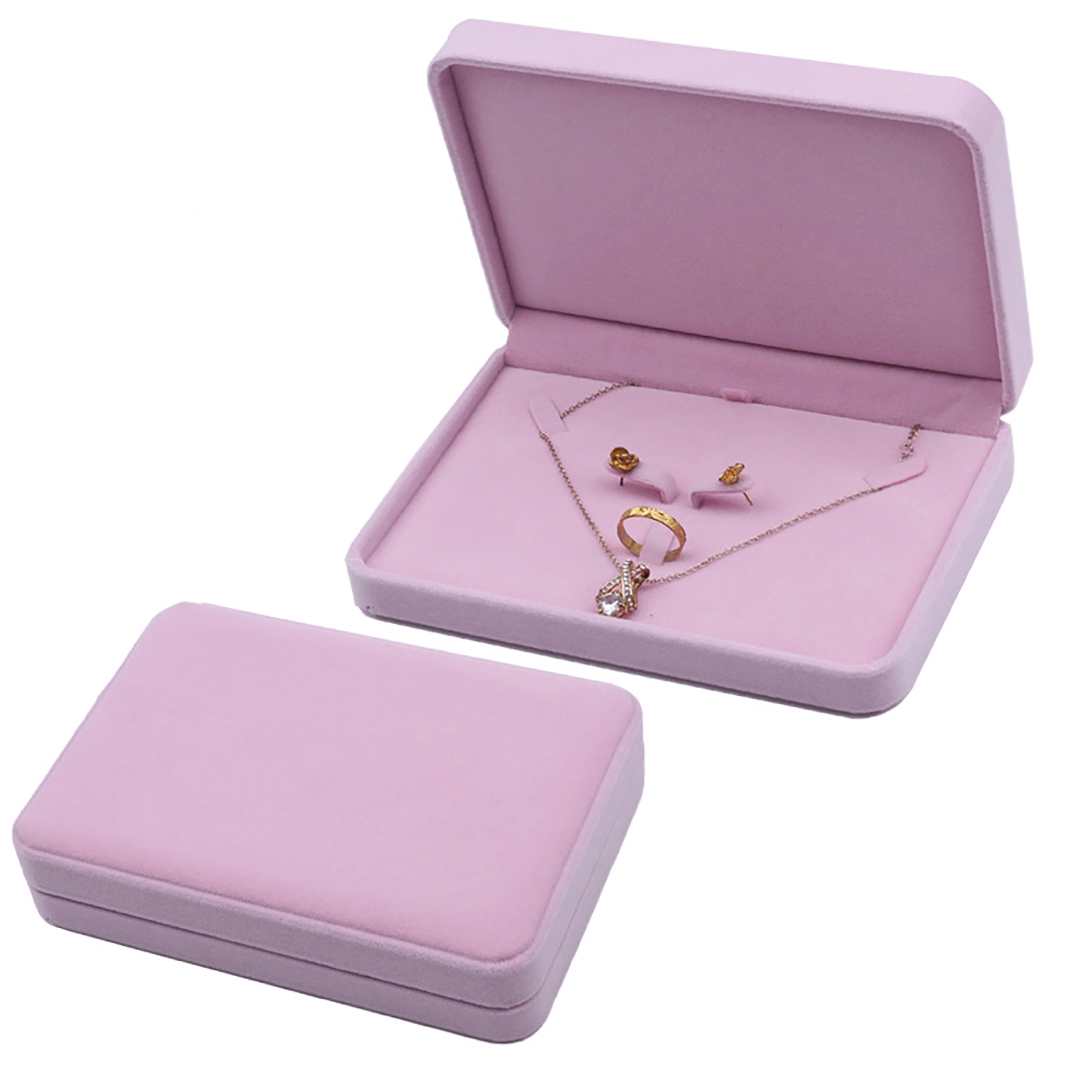 Large Velvet Jewelry Set Box Necklace Ring Earring Pendant 3
