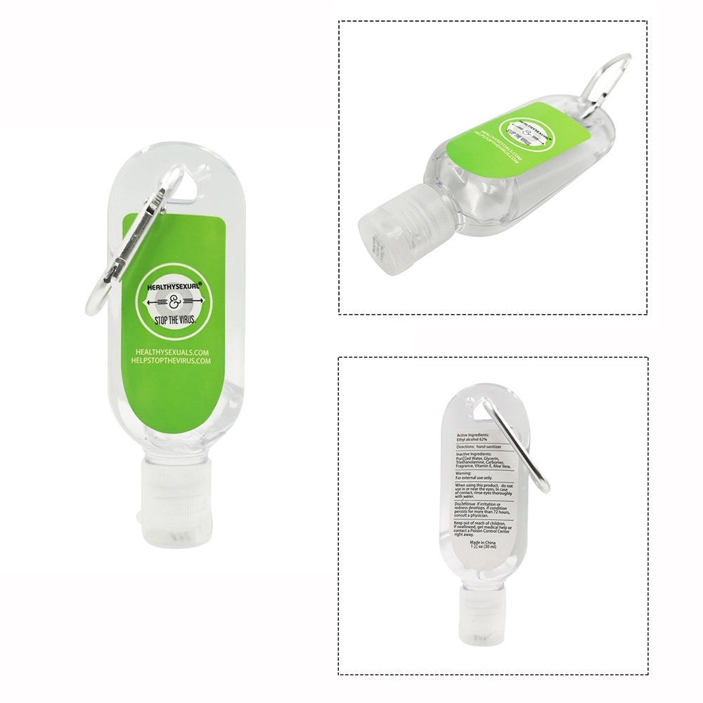 1oz Disposable Hand Sanitizer w/Carabiner 1
