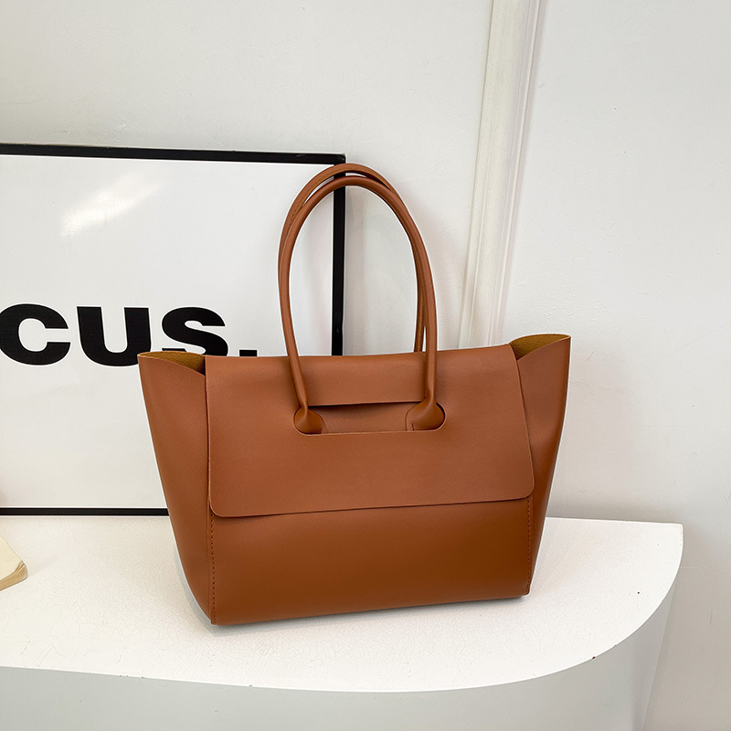 Solid Color Minimalist Pu Leather Tote Bag 8