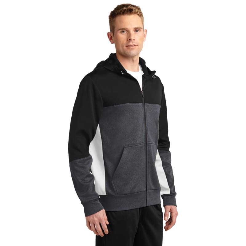 Sport-Tek Tech Fleece Colorblock Full-Zip Hooded Jacket. 9
