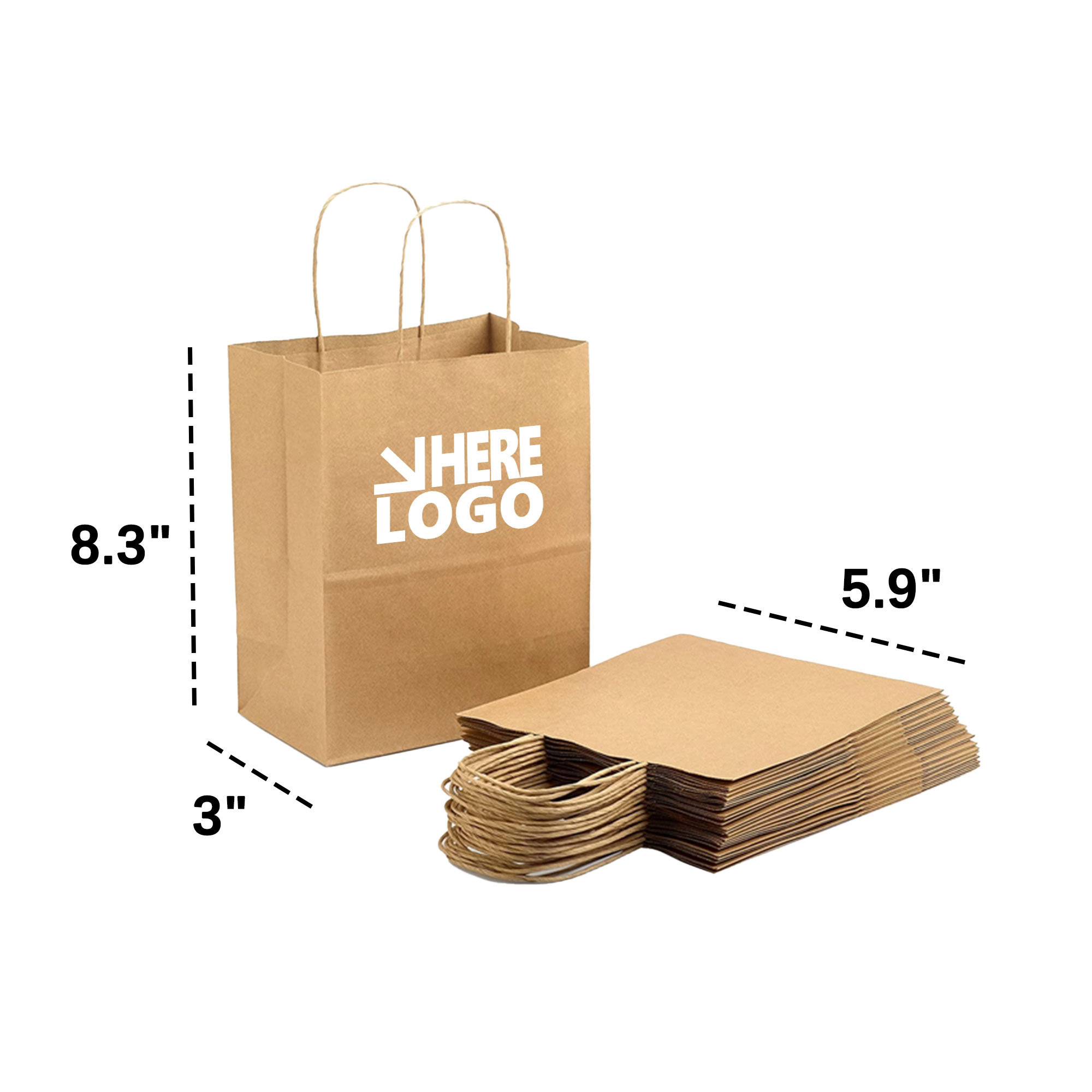 MOQ 100 Hand-Held Kraft Paper Bag 3
