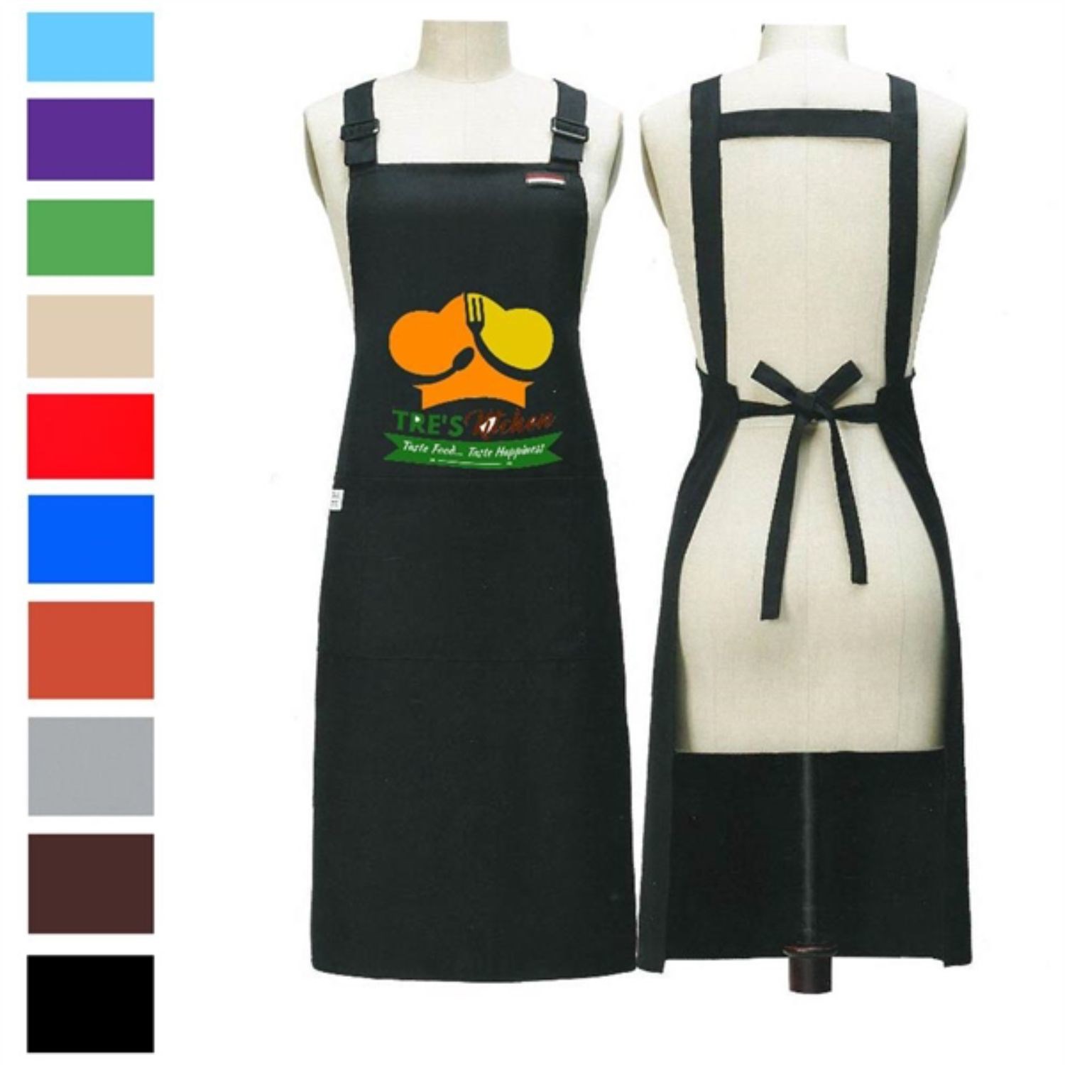 Serge Kitchen Apron w/ Shoulder strap & 2 pockets, Oil Proof 2