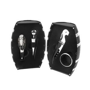 Elegant 4 In 1 Wine Opener With Silver Barrel Shaped Case 16