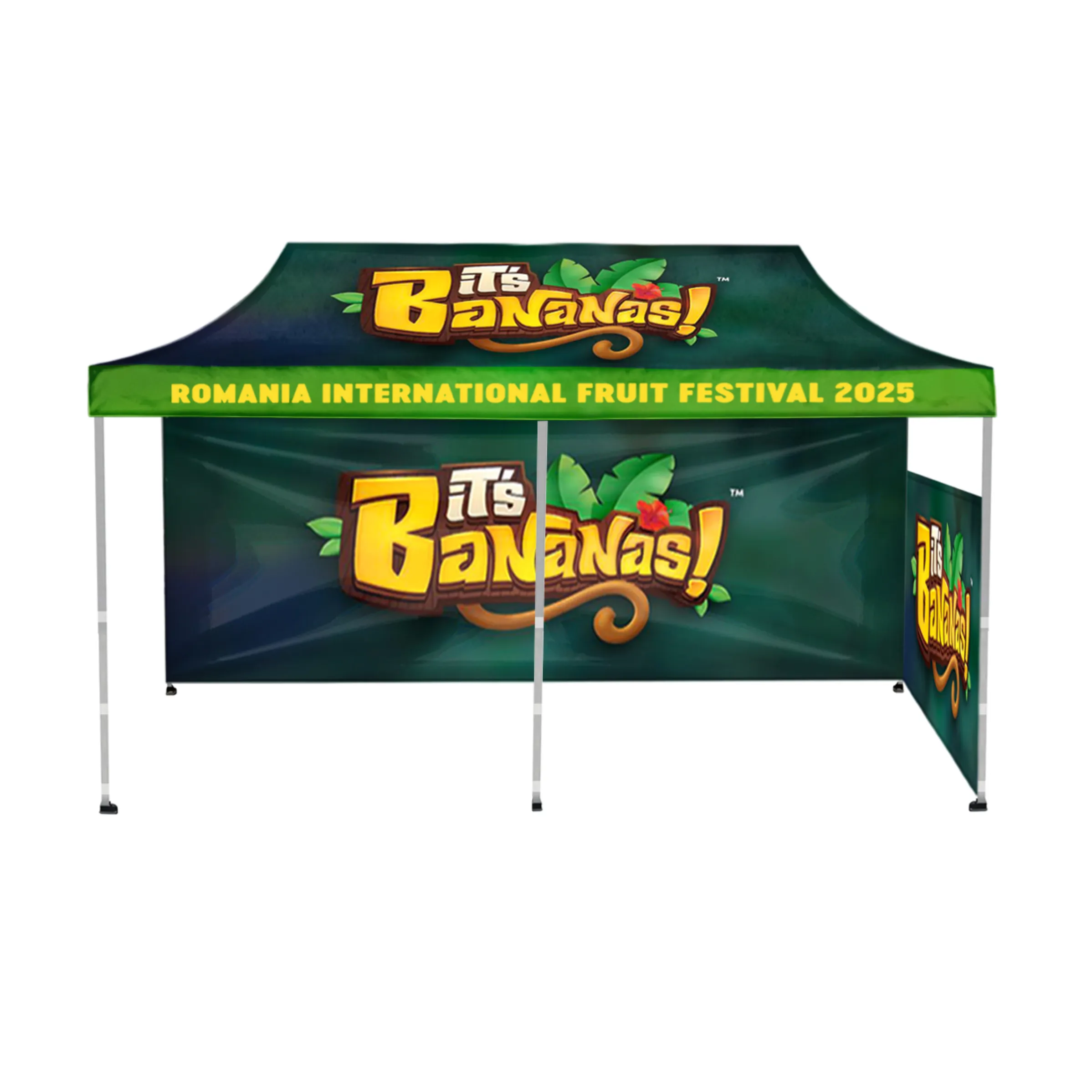 10'x20' Tent Canopy w frame, 1 side half + 1 long full wall 5