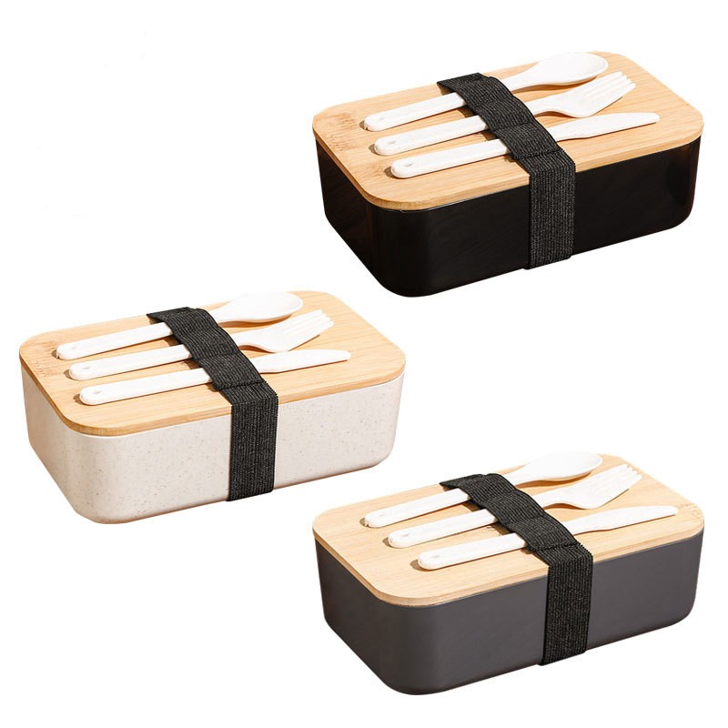 Lunch Bento Box with Bamboo Lid and Cutlery 4