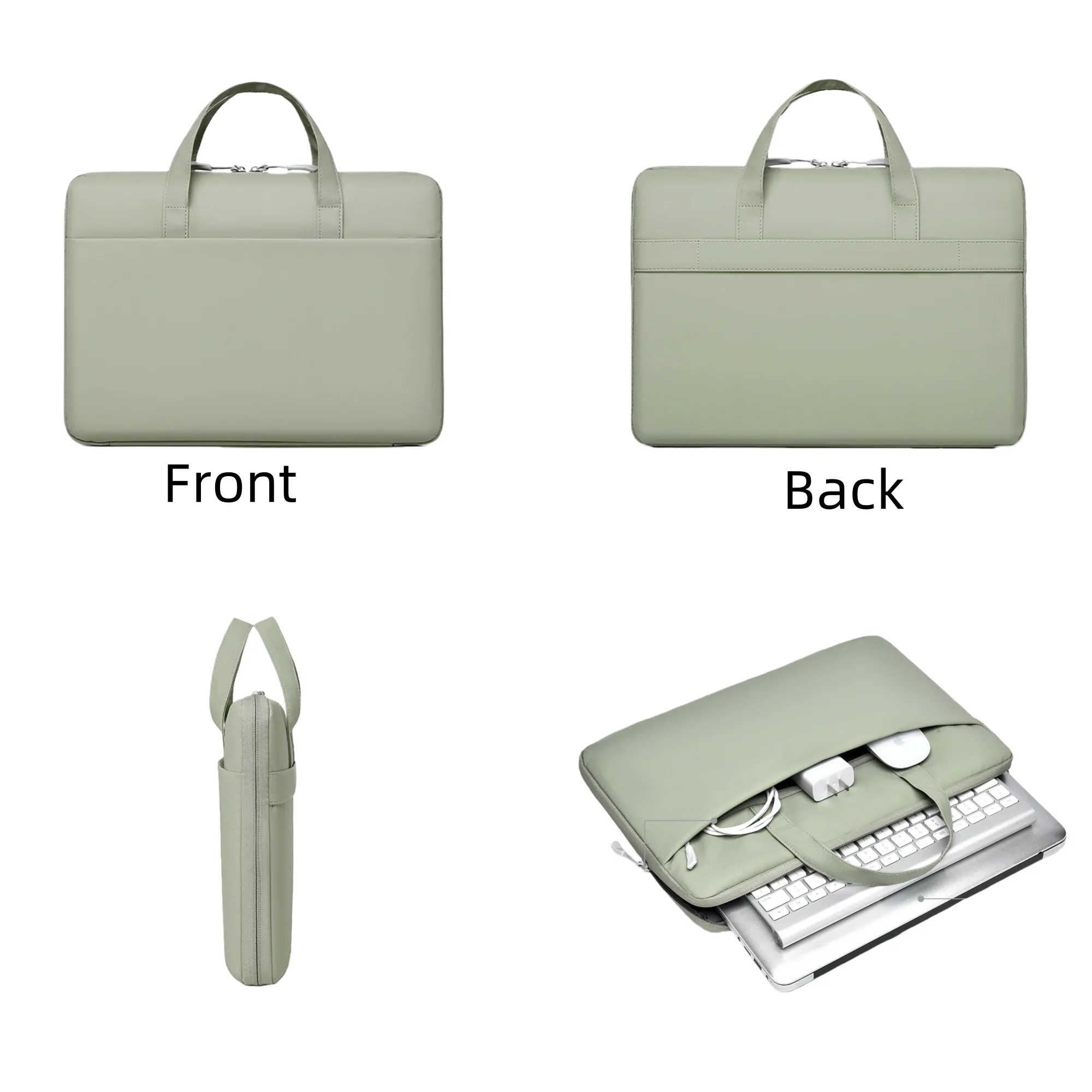 14inch Leather Laptop Sleeve Case Briefcase Bag With Zipper 5