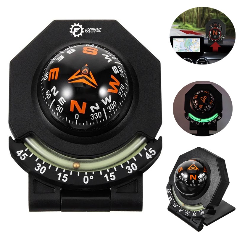 Black Dashboard Compass for Cars 3