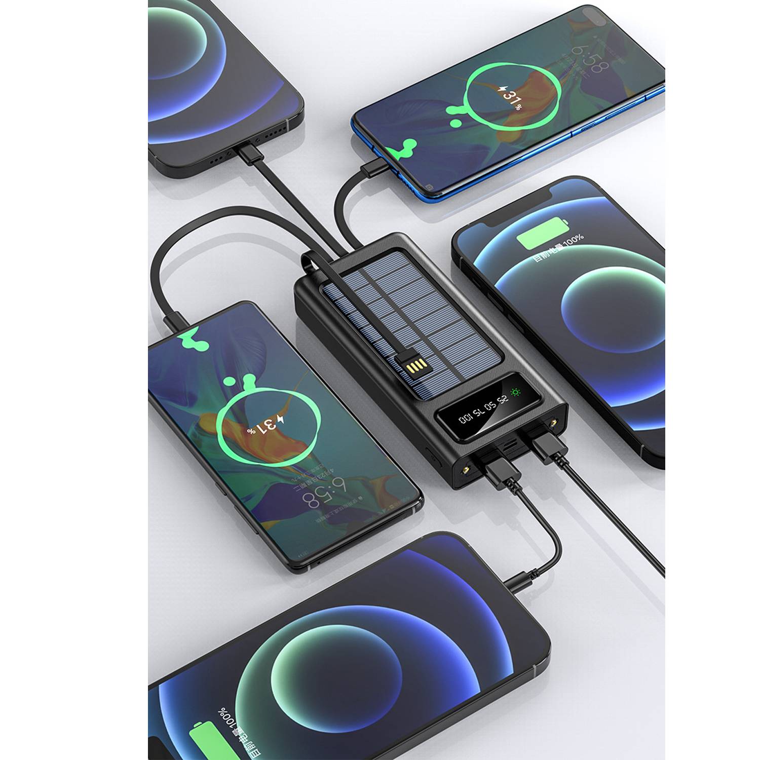 10000mAh Solar Fast Charging Power Bank w/ LED Light 7