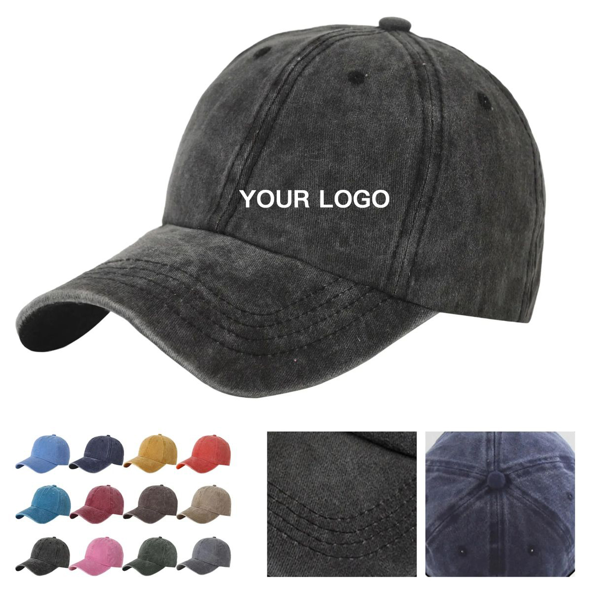 Adjustable Washed Cotton Cap with Curved Visor 12