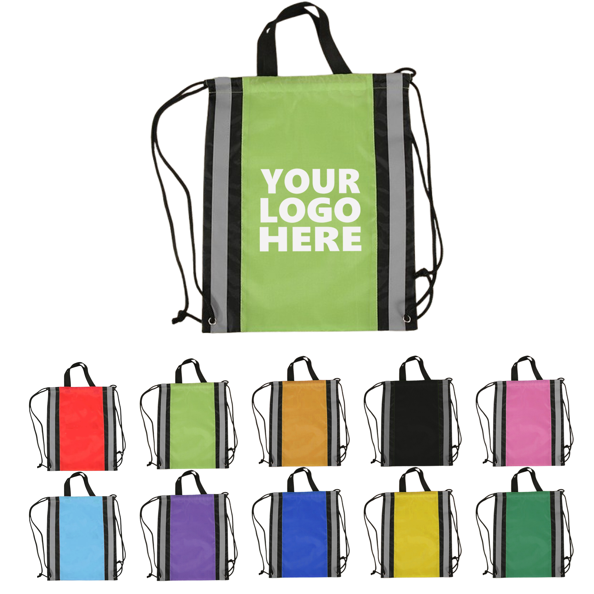 Drawstring Backpacks With Reflective Strip 2