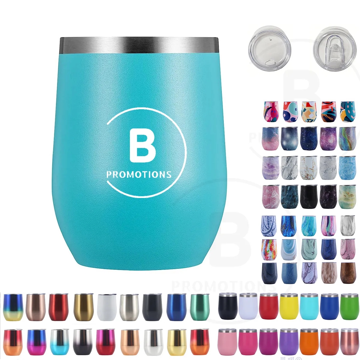 12 oz Vacuum Insulated Stainless Steel Wine Glasses with Lid 1