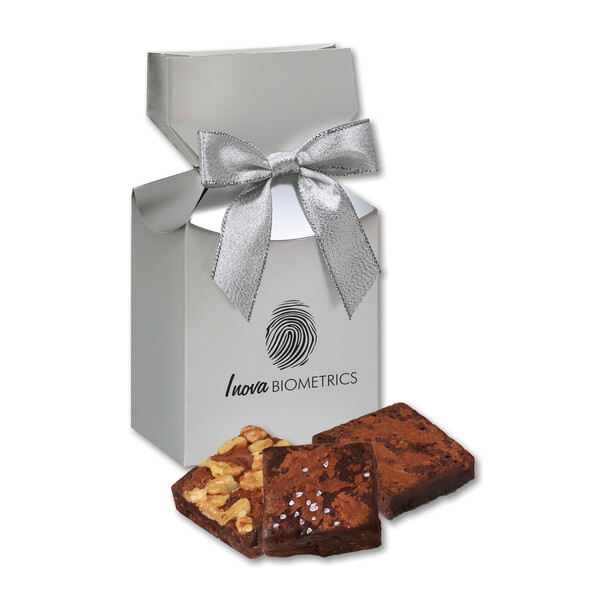 Gourmet Brownies in Silver Premium Delights Gift Box 2