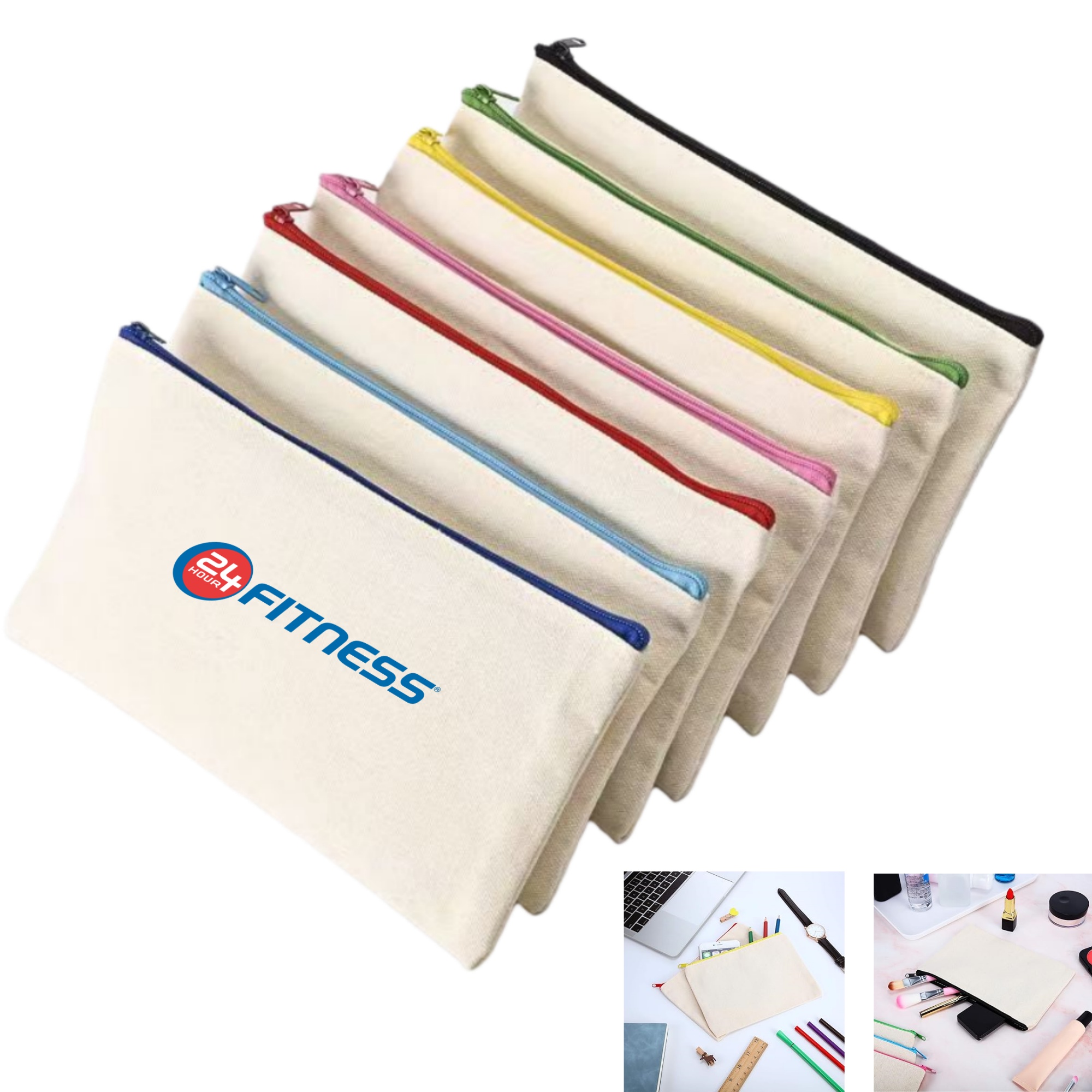 10 OZ Canvas Cosmetic Bag Pencil Pouch 2