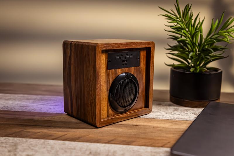 Orbit Wood Grain Mirror Light-Up Speaker 3