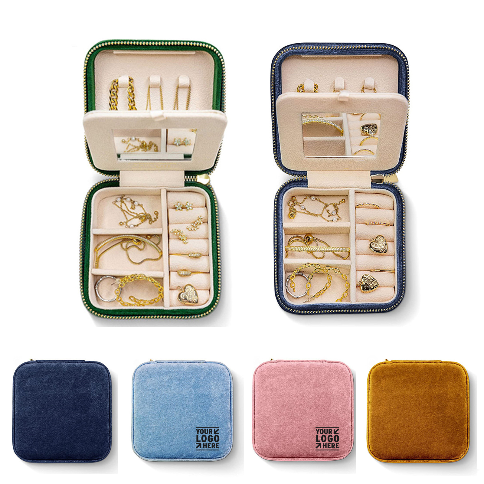 Plush Velvet Travel Jewelry Box Organizer
