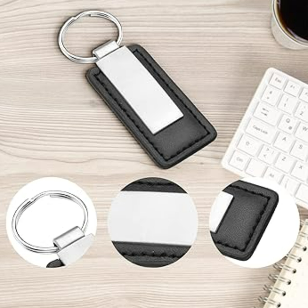 PU Leather and Metal Keychain with Custom Logo Engraving 4