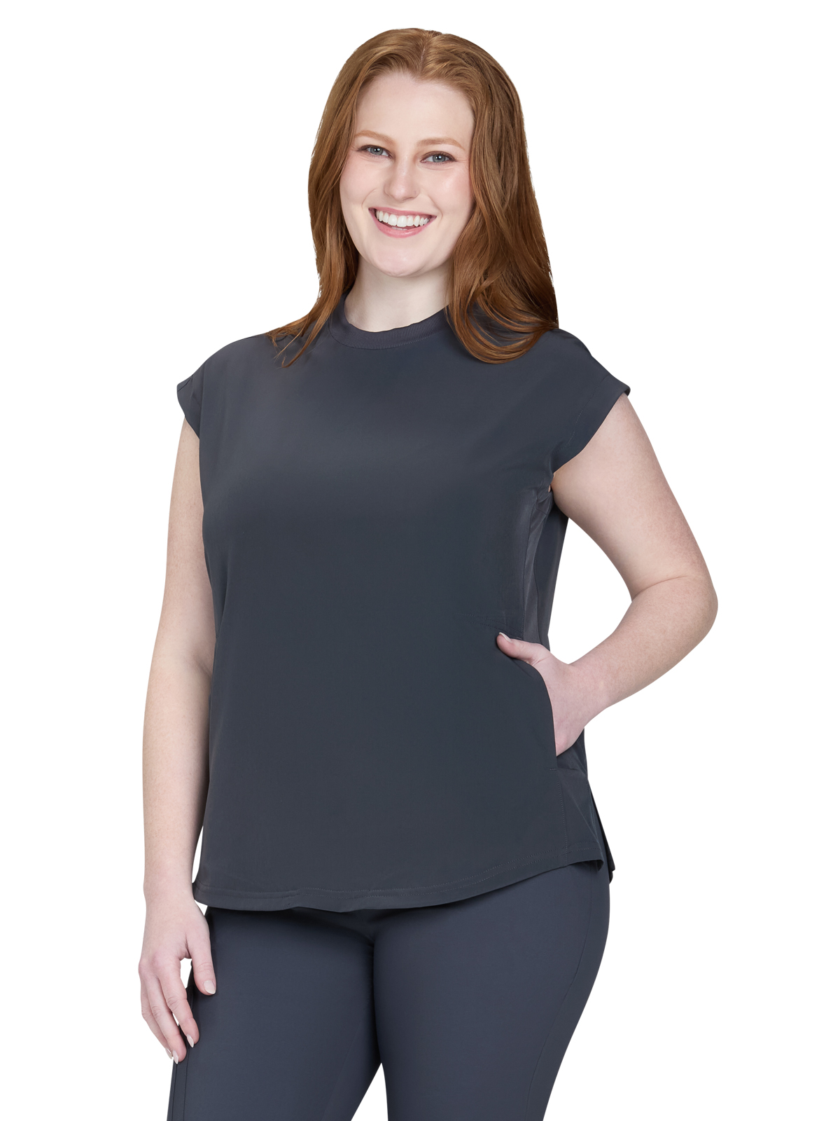 Basics - Women's Two-Pocket Round Neck Scrub Top 28