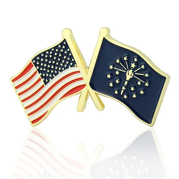 Stock Crossed Flag Pin (USA & USA) 5