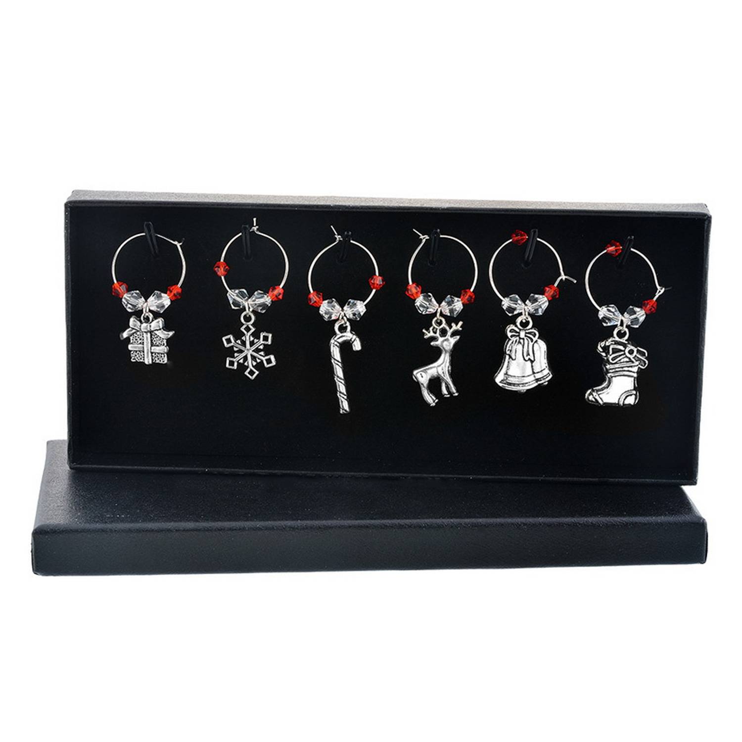 Christmas wine glass marker circle set 6