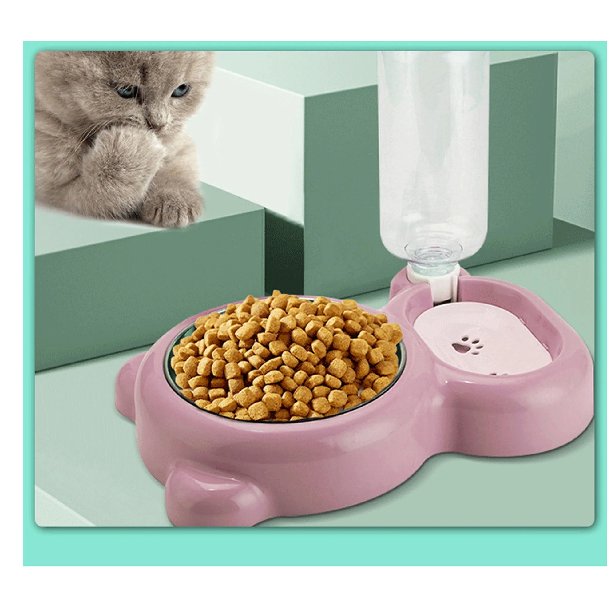 Pets Stainless Stee Bowl Set with Water Dispenser 4