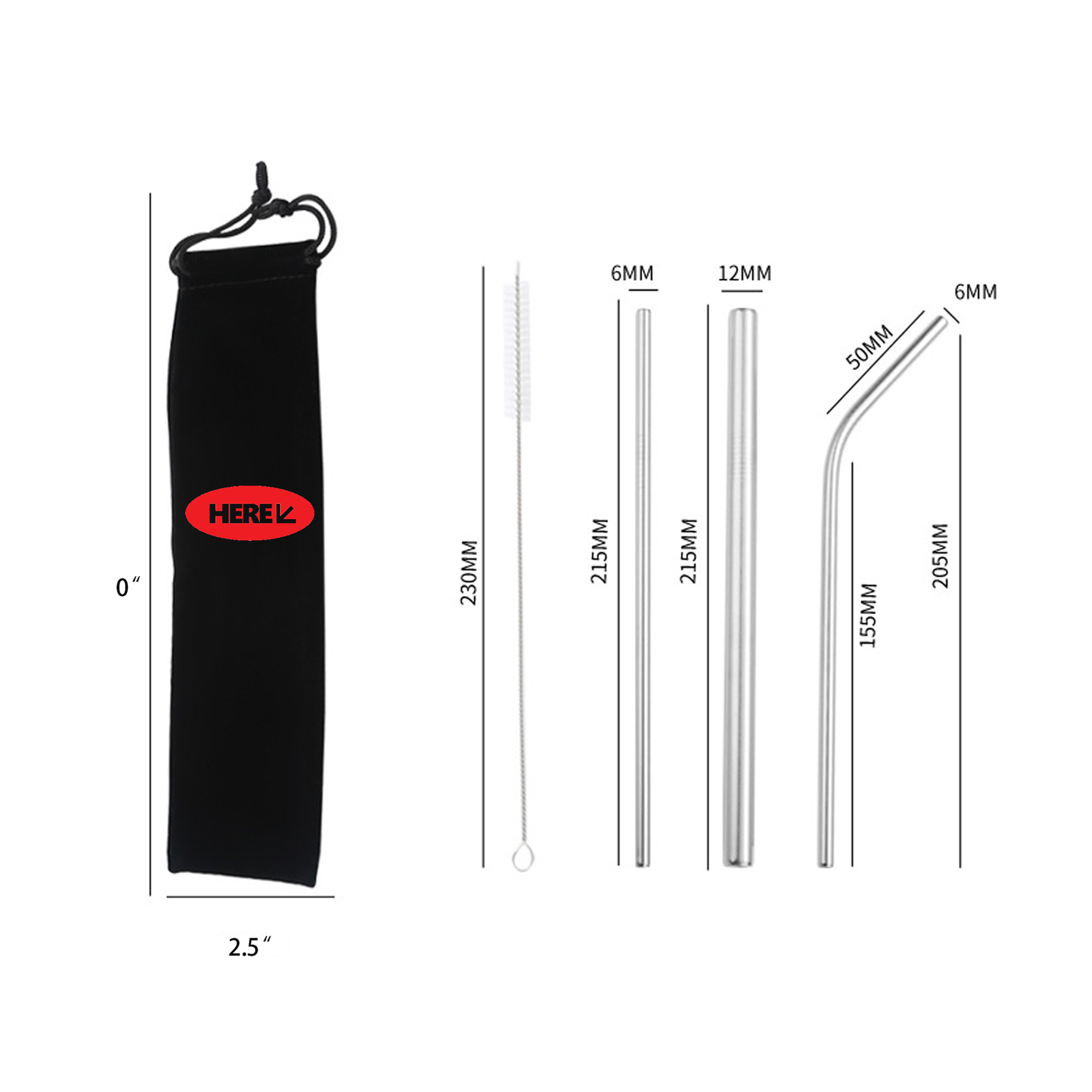 Cleaning Stainless Steel Straw Kit Reusable Metal Straws 2