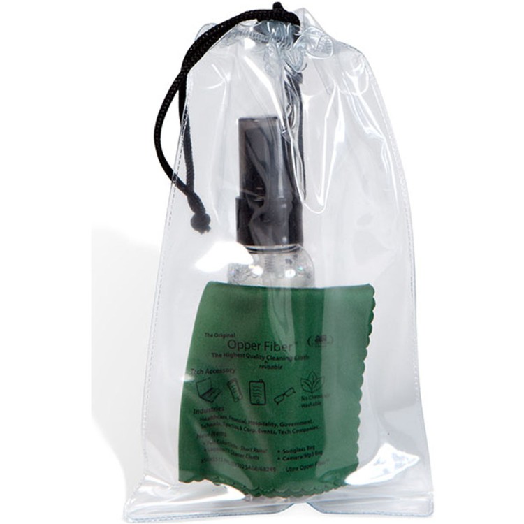 Ultra Opper Fiber® Cloth Cleaner Kit In Drawstring Bag w/Clear Bottle