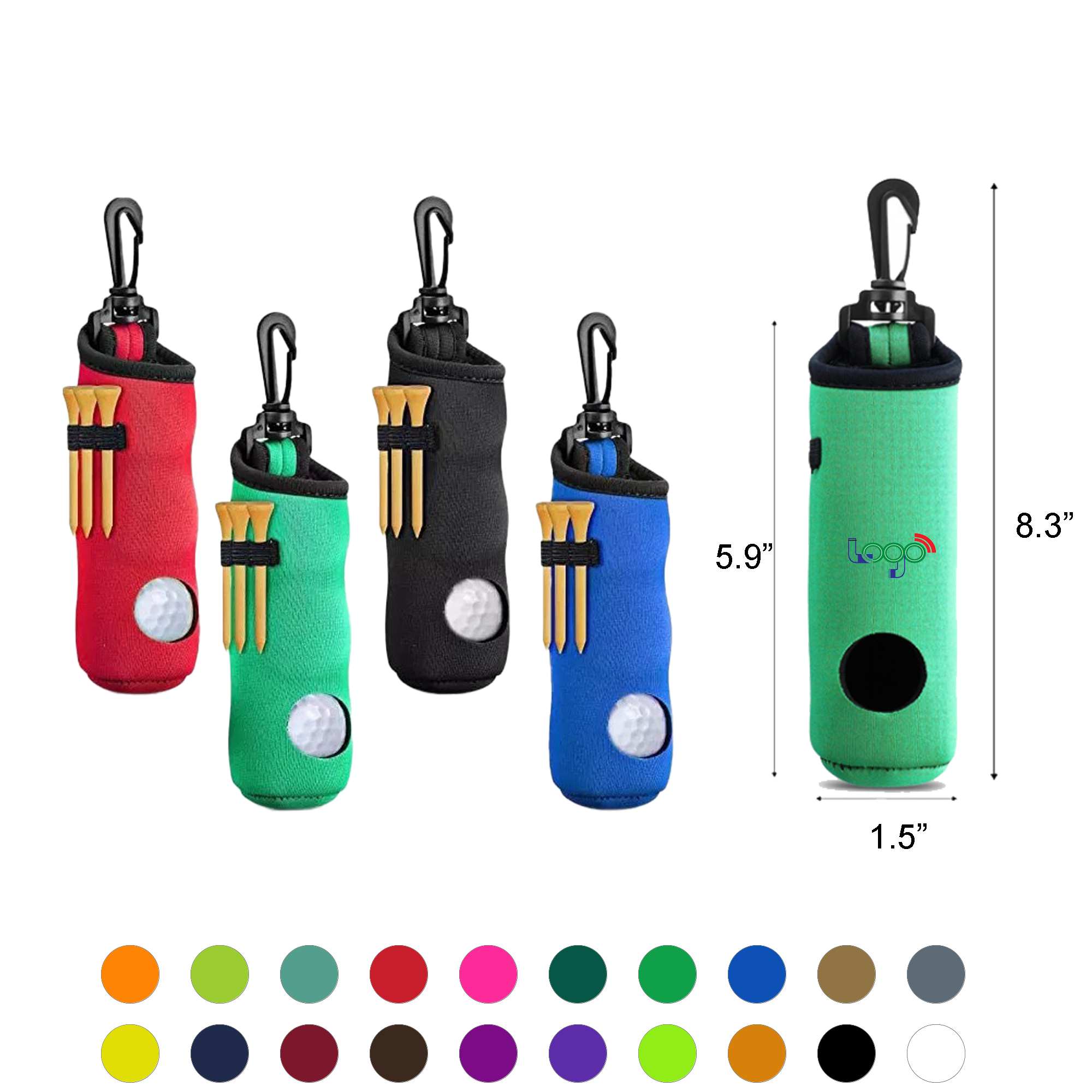 Clip-On Neoprene Golf Ball Pouch 2