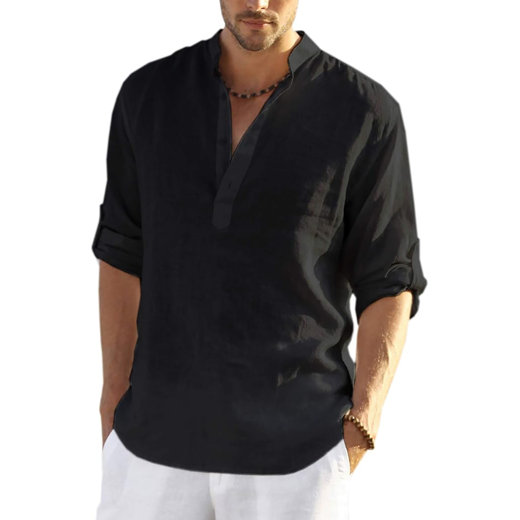 Casual Henley Collar Shirt 16