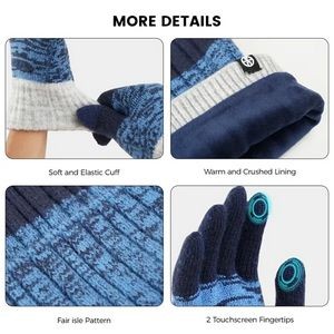 Winter Knit Hat Warmer Scarf Touchscreen Gloves Set 3