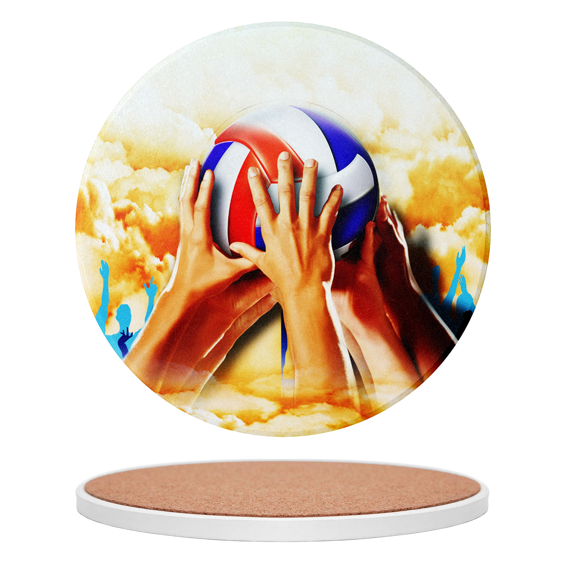 Custom 3.5'' Ceramics Heat-Insulating Coaster With Cork Base 7