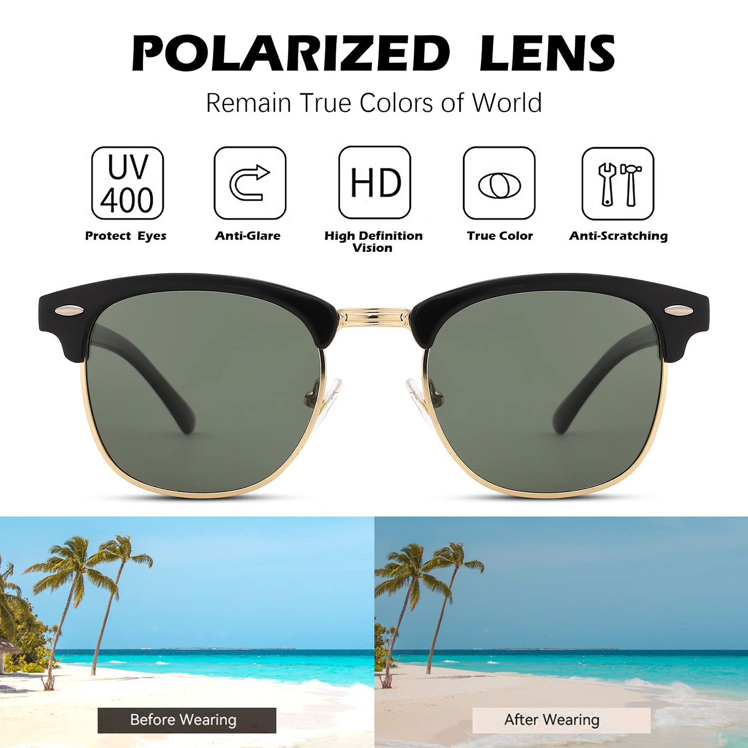 Semi-Rimless Polarized Sunglasses 5