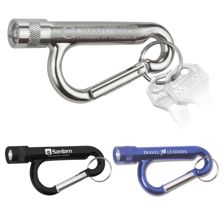 "Chiron Light" Metal Carabiner Flashlight with Split Ring Attachment 1