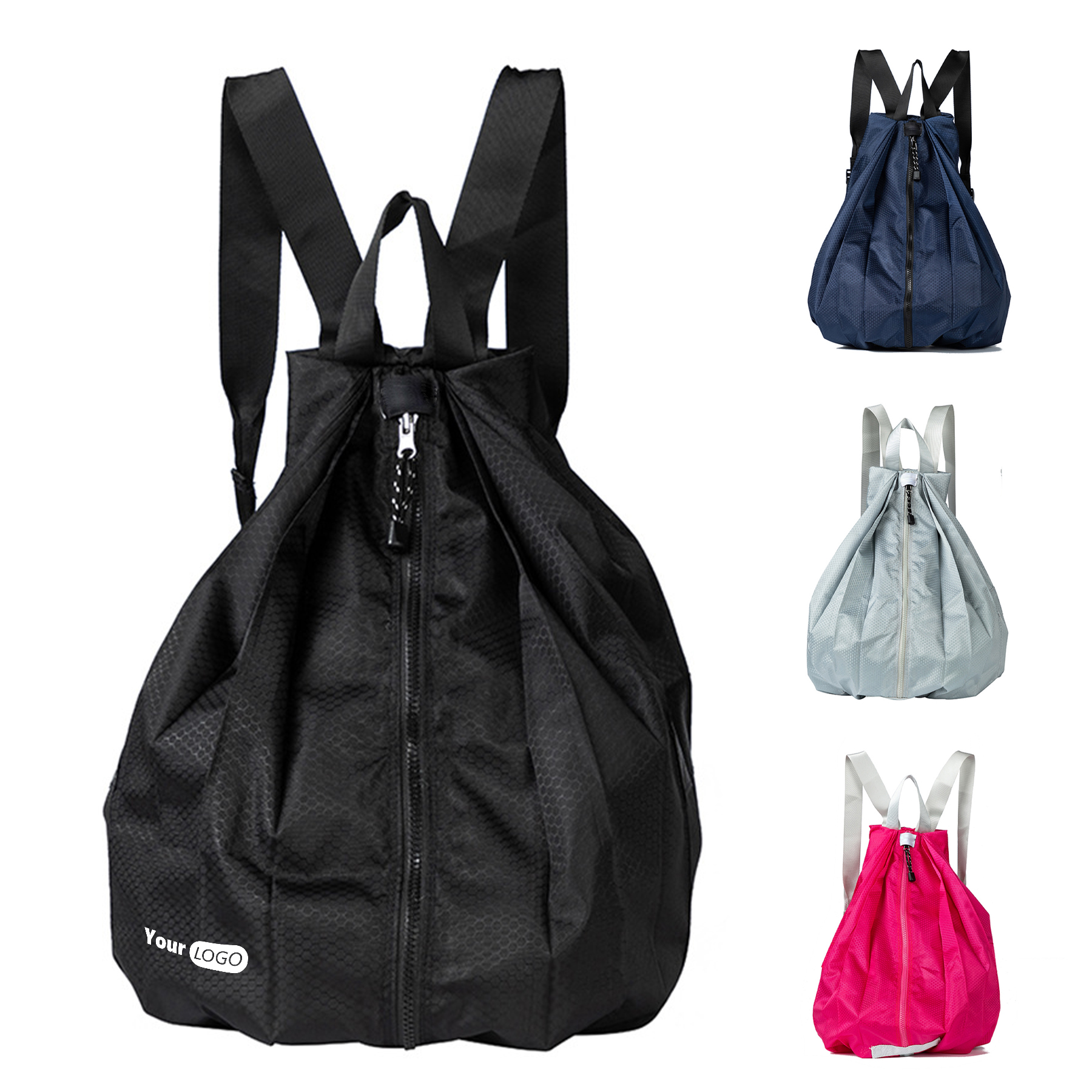 Nylon Outdoor Portable Waterproof Double Shoulder Drawstring Bag 3