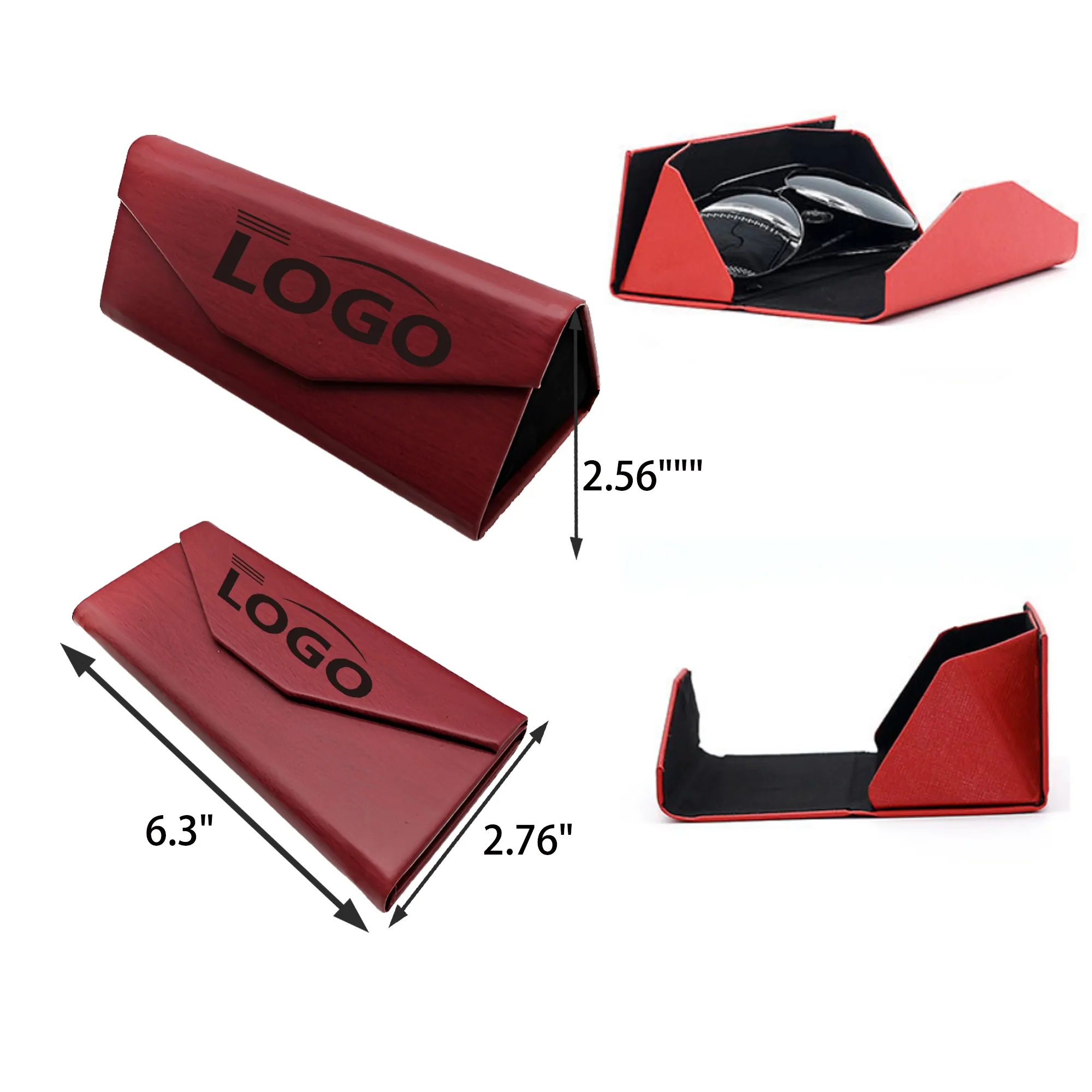MOQ 50 PCS Foldable Leather Eyeglasses Case 1