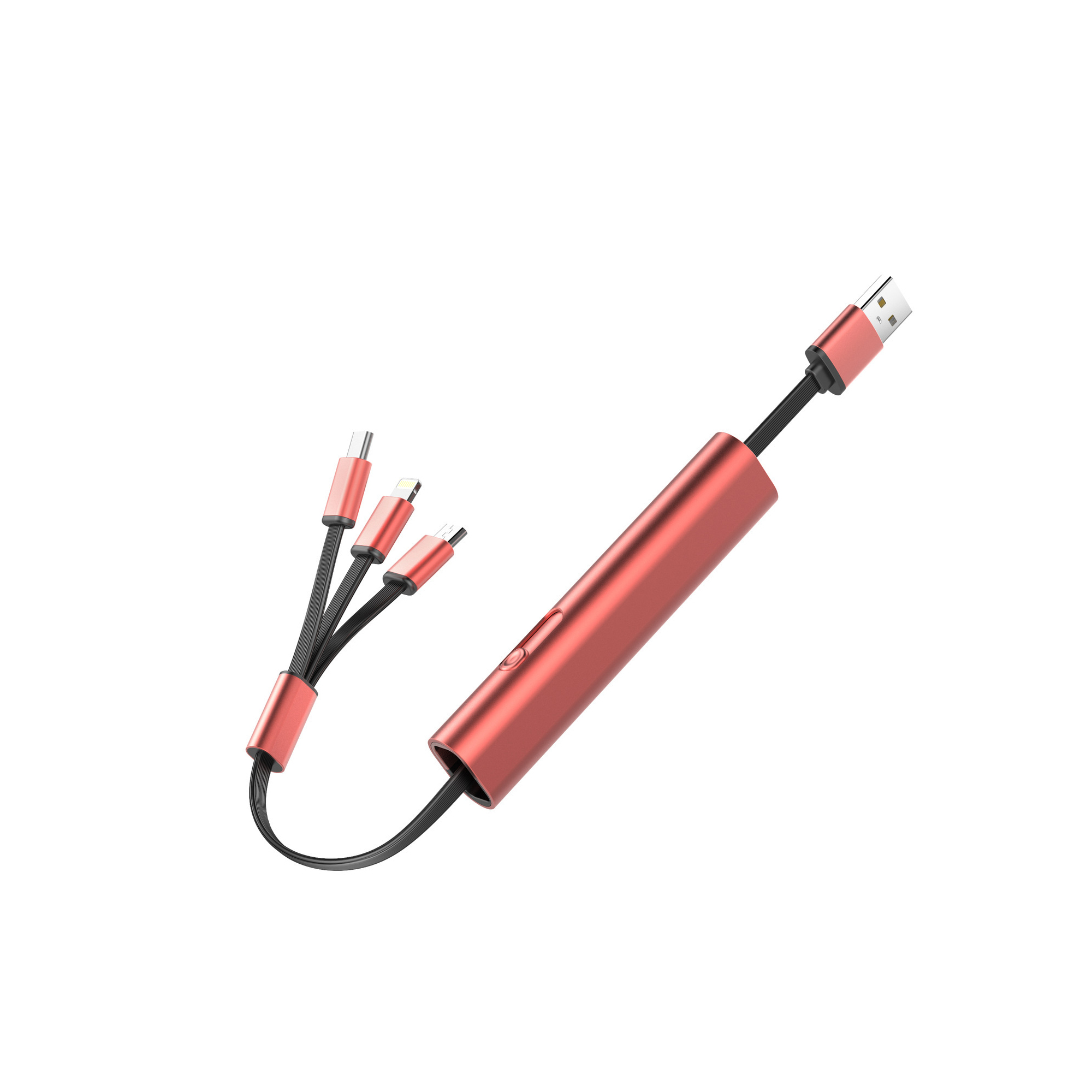 Metal Three In One Mobile Phone Charging Cable 4.2" x 0.9" 4