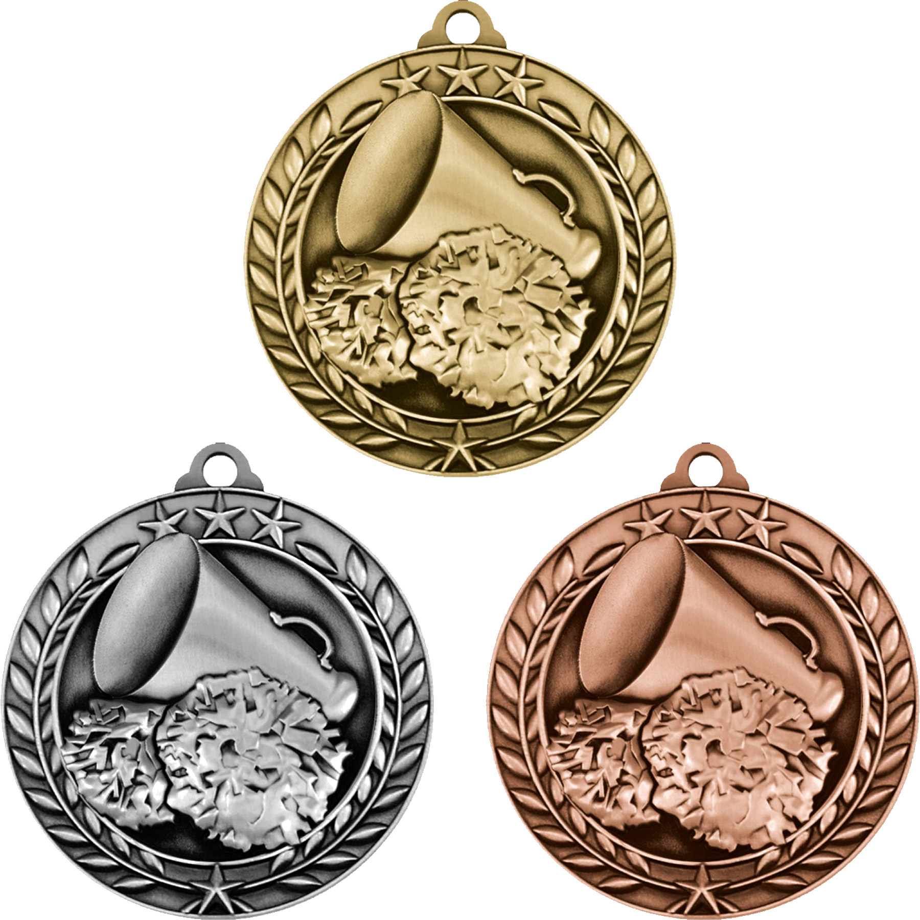 Stock Small Academic & Sports Laurel Medals: Cheerleading