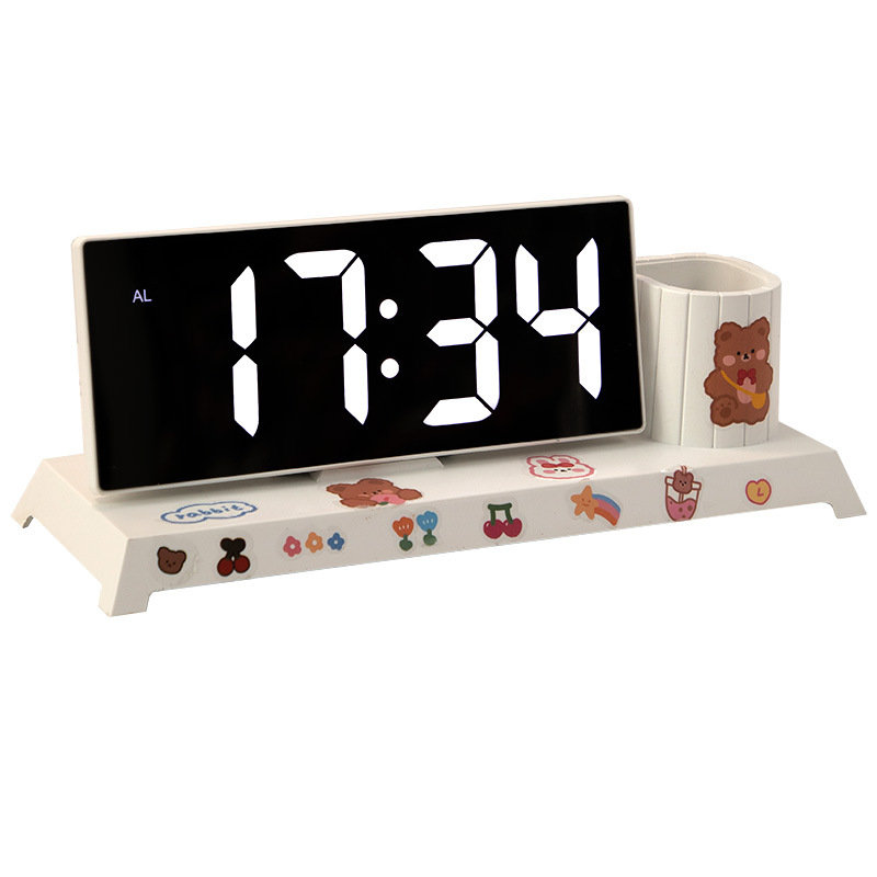 Desk Organizer with Clock Pen Holder 2